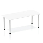 Impulse 1800mm Straight Table White Top Silver Post Leg BF00175 DD